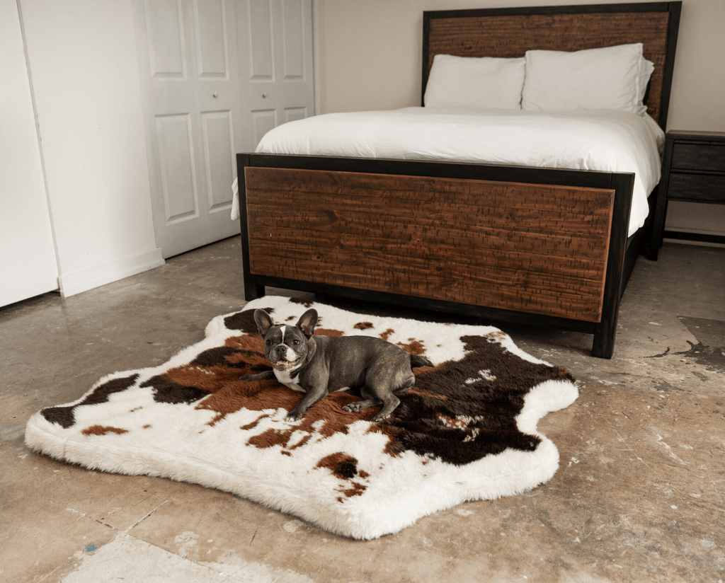 PupRug® Animal Print Memory Foam Dog Bed - Brown Faux Cowhide