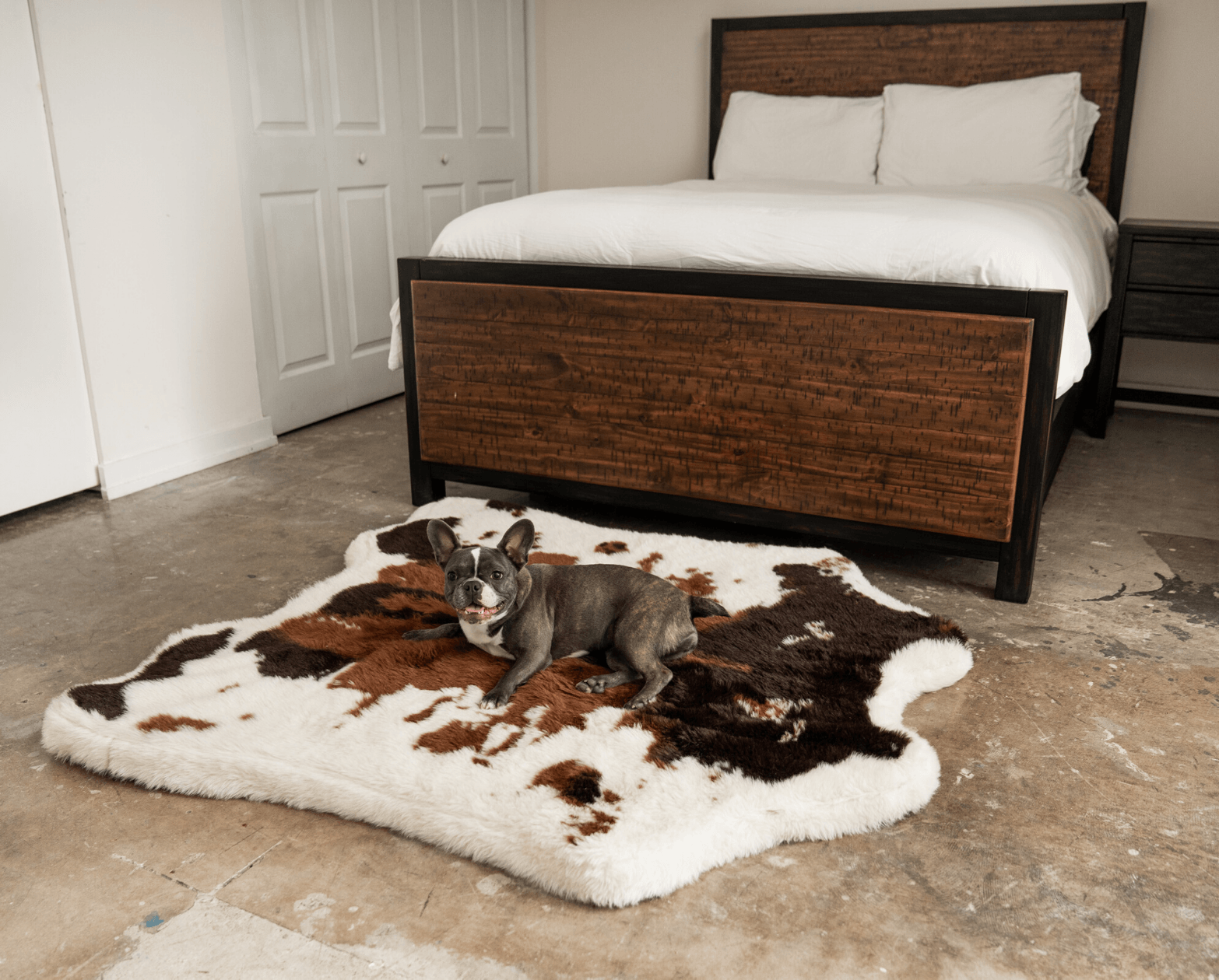 PupRug® Animal Print Memory Foam Dog Bed - Brown Faux Cowhide