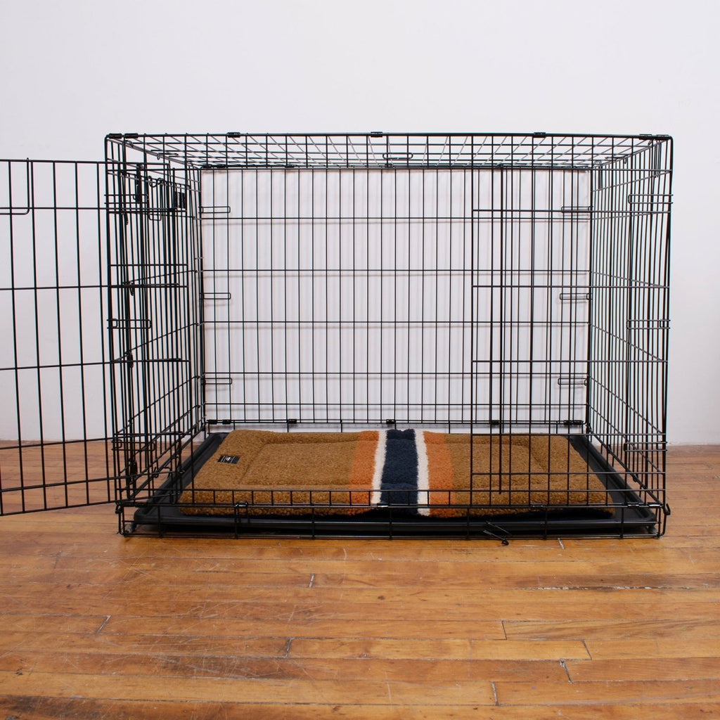 Shinola Brand Stripe Comfort Cushion Berber Dog Bed Rust