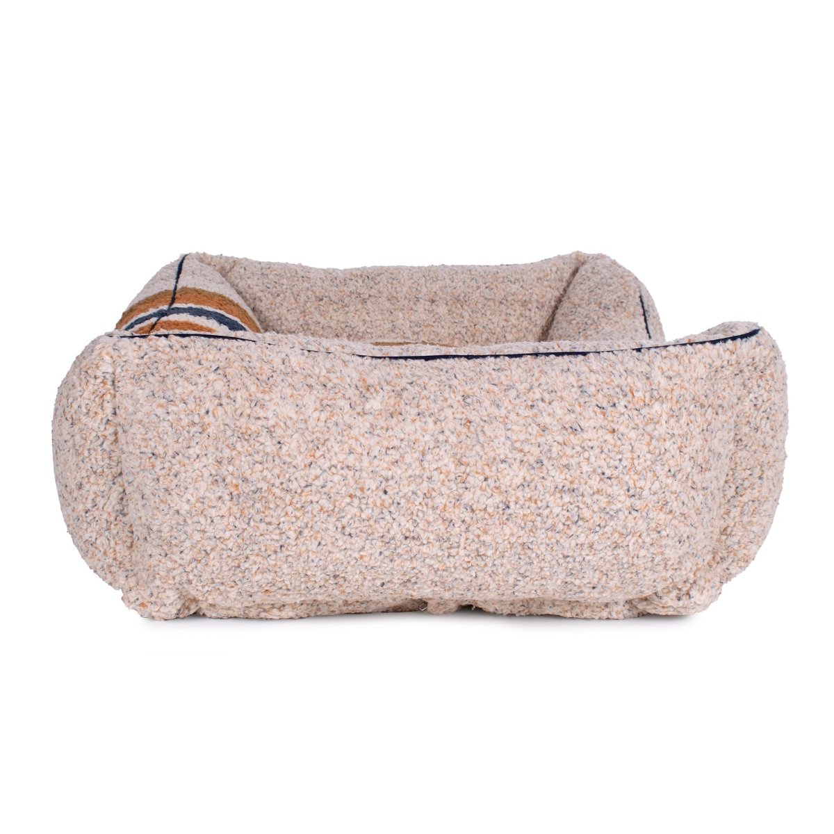 Shinola Brand Stripe Kuddle Berber Dog Bed Oatmeal