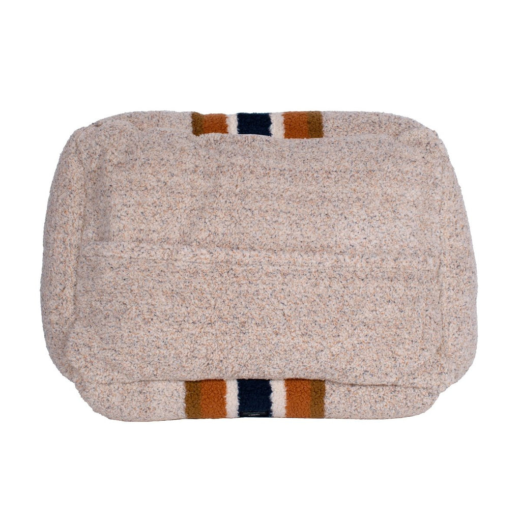 Shinola Brand Stripe Kuddle Berber Dog Bed Oatmeal