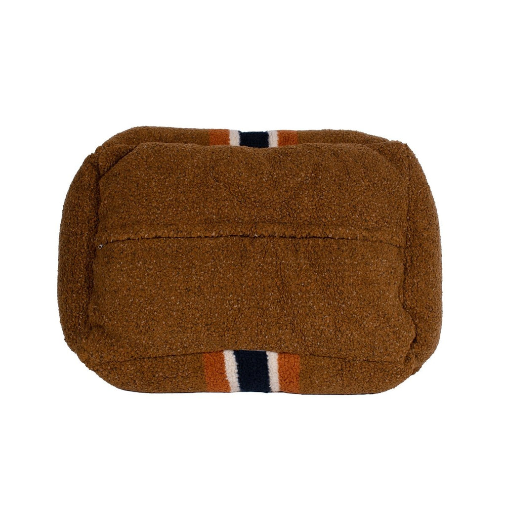Shinola Brand Stripe Kuddle Berber Dog Bed Rust