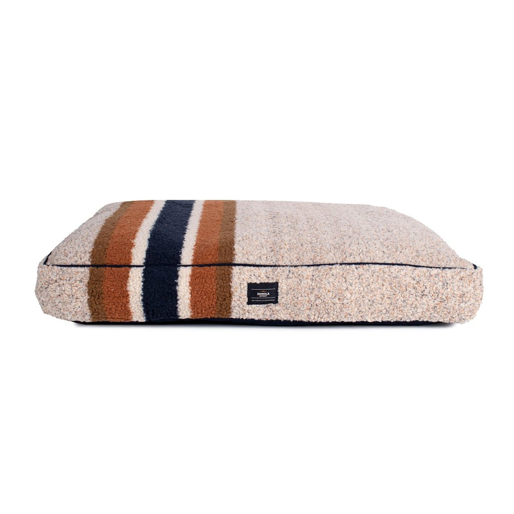 Shinola Brand Stripe Napper Pillow Berber Dog Bed Oatmeal