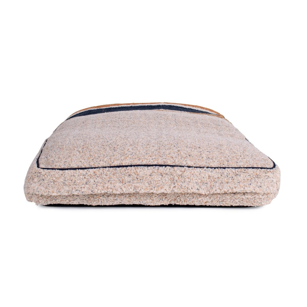 Shinola Brand Stripe Napper Pillow Berber Dog Bed Oatmeal