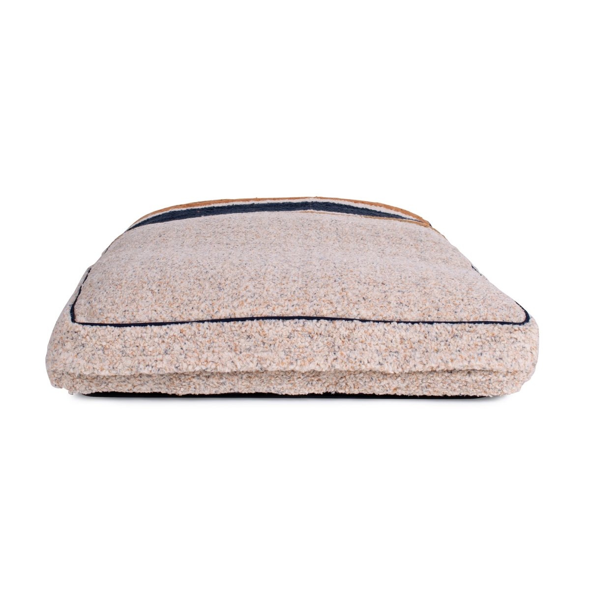 Shinola Brand Stripe Napper Pillow Berber Dog Bed Oatmeal