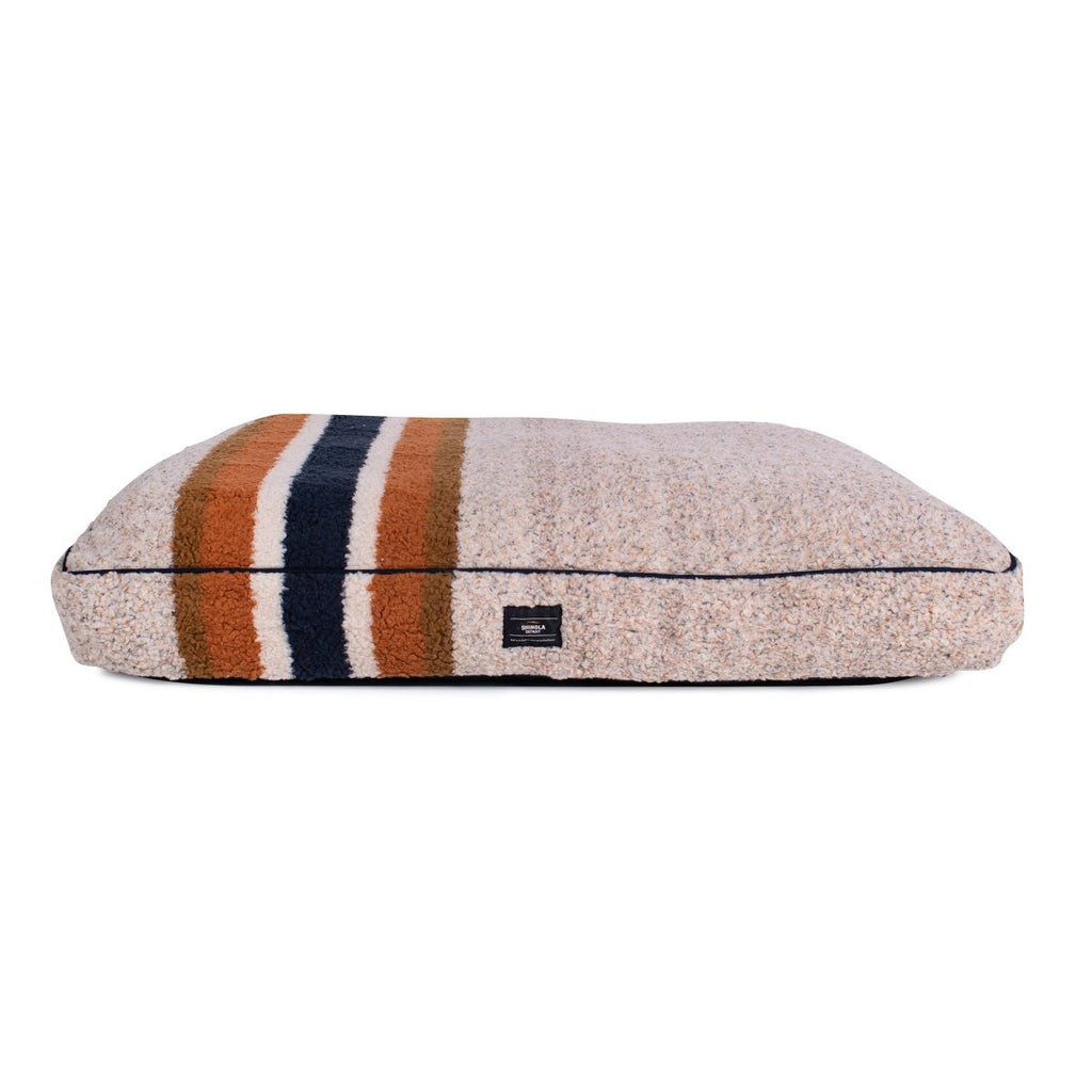 Shinola Brand Stripe Napper Pillow Berber Dog Bed Oatmeal